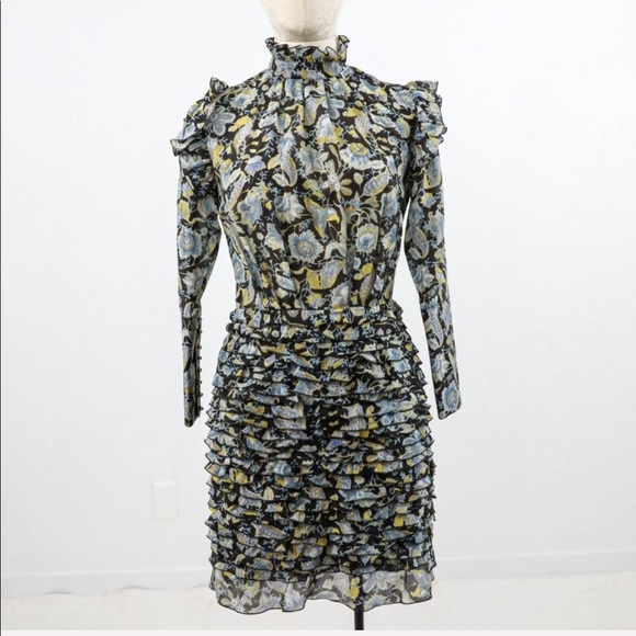 Robert Rodriguez 2 Silk Cotton Print Ruffle Dress - Picture 14 of 14